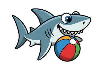 Obraz premium Cartoon shark with beach ball, perfect for summer fun