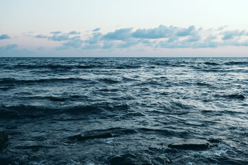 The blue sea and the sky as a background