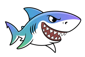 Obraz premium Cartoon shark with sharp teeth and a menacing expression