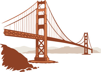 Obraz premium Golden gate bridge graphic design | Famous usa landmark element