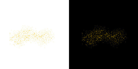 Golden Glitter Dust, Abstract Particle Explosion for Overlay on Transparent Background
