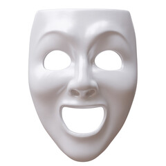 Comedy and tragedy mask isolated on white, transparent. Ancient drama theater accessory