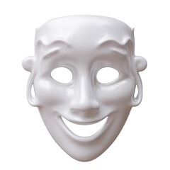 Comedy and tragedy mask isolated on white, transparent. Ancient drama theater accessory
