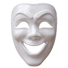 Comedy and tragedy mask isolated on white, transparent. Ancient drama theater accessory