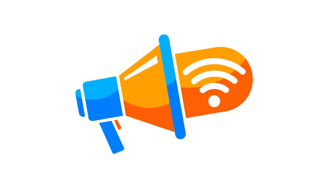 AI-Powered Communication Megaphone and Wifi Icon Vector Illustration for Digital Marketing