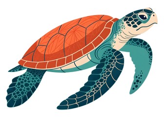 Bold Colorful Sea Turtle Vector Illustration