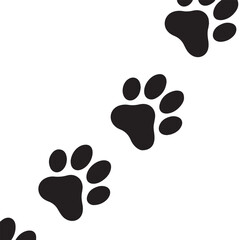 Diagonal Paw Prints Vector Silhouette
