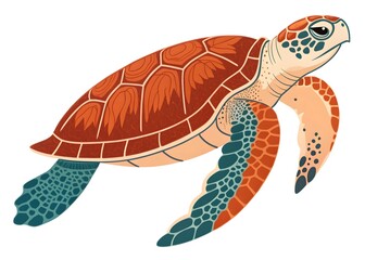 Bold Colorful Sea Turtle Vector Illustration