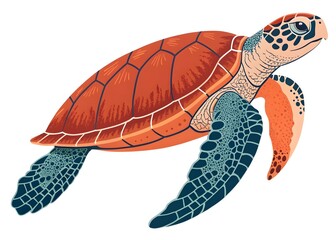 Bold Colorful Sea Turtle Vector Illustration