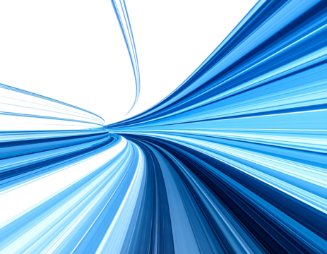 Abstract perspective with blue lines creating a tunnel effect against a black background