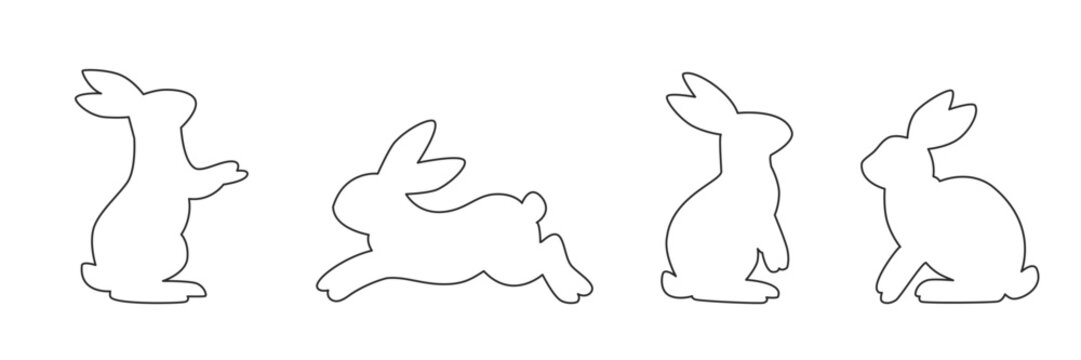Cute Easter bunny outline &mdash; simple vector rabbit silhouette for DIY art, paper cut, and spring decorations.