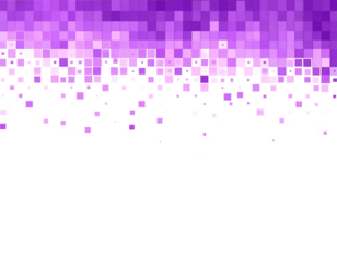 Abstract purple pixelated sky fades to white over a black land mass silhouetted at the bottom of the image