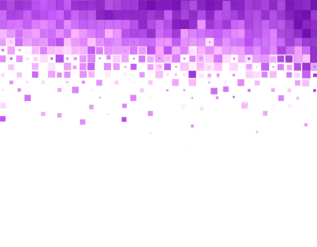Abstract purple pixelated sky fades to white over a black land mass silhouetted at the bottom of the image