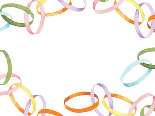 Restangular frame of paper garland. Watercolor illustration. For fabric, wallpaper, packing paper, greeting cards, design, decoration and illustration.