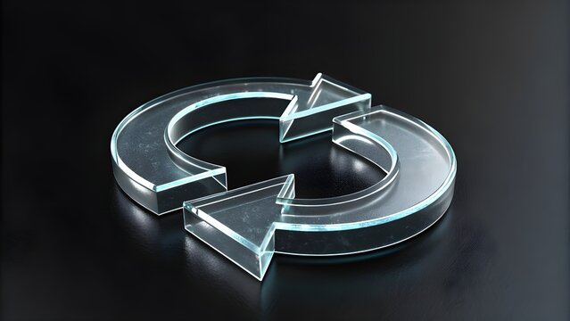 Sleek transparent recycle symbol evokes eco-friendly innovation and sustainable business practices, promoting circular economy ideals creatively