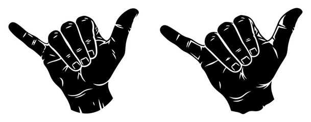 Two shaka hand signs, a gesture of friendship and understanding in hawaiian culture © msmdesign