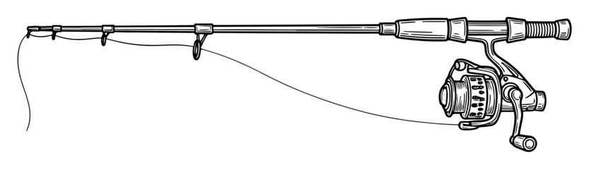 Illustration of a fishing rod with reel, a classic tool for angling enthusiasts