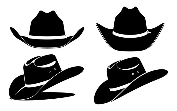 Set of cowboy hats in different styles, vector illustration, western fashion