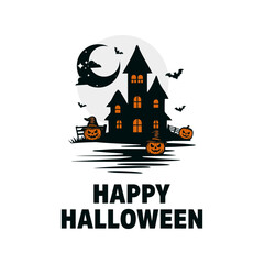 Happy Halloween silhouette vector logo illustration