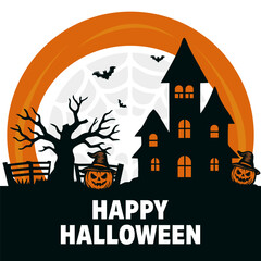 Happy Halloween silhouette vector logo illustration