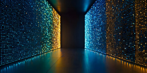 Digital Tunnel: Walls of Glowing Pixels