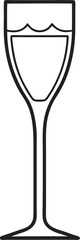 Outline champagne glass vector set, modern minimal style   white background