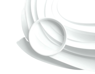 Abstract swirling white shapes and a circle on a black background, creating a sense of flow and movement