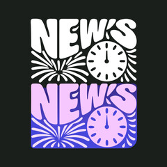 Two New Years Eve clocks with fireworks time midnight