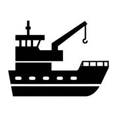 Obraz premium Illustration of a commercial fishing vessel boat with crane for maritime industry vector design