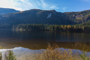 Fototapeta premium Lake landscape. Picturesque lake Ödensee Austria