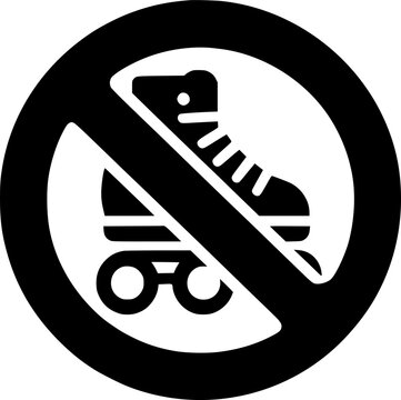 No roller skates prohibition sign vector illustration. Flat style sign, symbol, vector, art