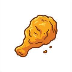 Crispy Fried Chicken Drumstick Cartoon Illustration