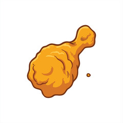 Crispy Fried Chicken Drumstick Cartoon Illustration