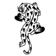 PANTHER HEART DARK LOVE VINTAGE TATTOO ANIMAL POWER FLASH © Dani