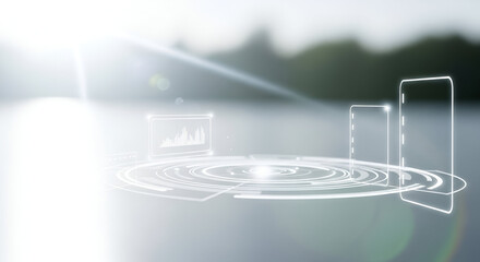 Fototapeta premium Digital interface with charts and data visualization elements