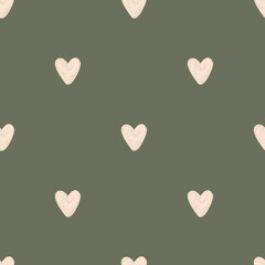 Boho hearts hand drawn seamless pattern 