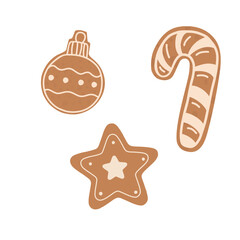 Christmas gingerbread cookies vector. Christmas cards, posters, packaging, decorations, and seasonal prints. Merry Christmas