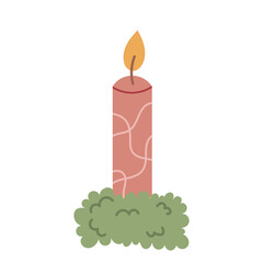 burning candle on a white background