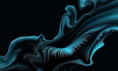 Flowing Cyan Smoke or Liquid Abstract Background
