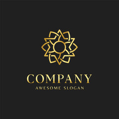 Fototapeta premium Luxury Geometric logo Design a hexagonal Arabic Islamic ornament logo