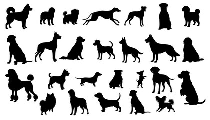 vector silhouettes of Dogs