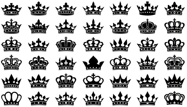 set of black and white crowns
