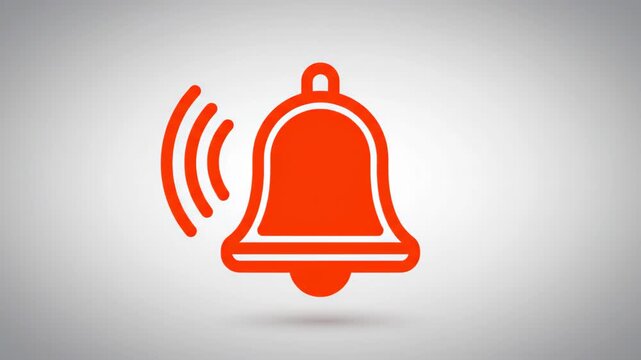 Red bell icon with sound waves on a light gray background.