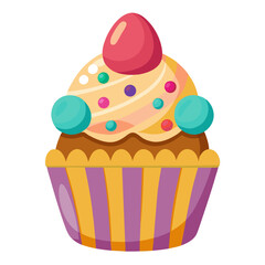 Cute easter cupcake with egg candy decoration