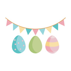 Easter garland with pastel banners and eggs decoration