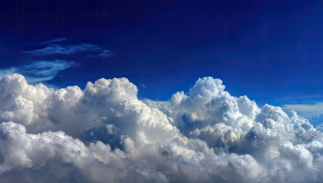 Aerial view of fluffy cumulus clouds