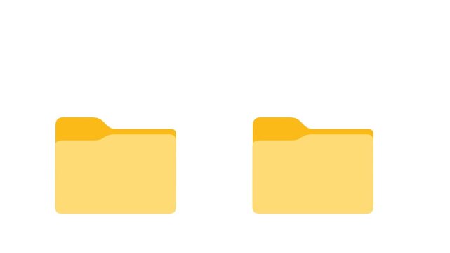 Document, picture or video is transferred from folder to folder and cloud, graphic animation. Alpha channel. Transparent background motion design. 4K resolution