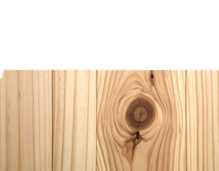 Close-up of aligned light-toned wooden planks, one with a prominent knot, contrasting against a dark top section