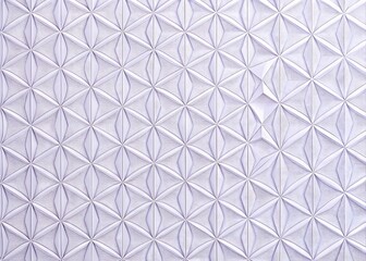 Geometric pattern of diamond shapes in white textured fabric close up