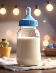 Close-up of a filled bottle, soft lighting, and out-of-focus background